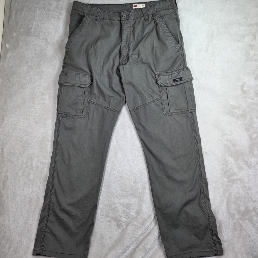 Wrangler Cargo Pants Mens 38x32 Gray Relaxed Fit‎ Ripstop Outdoor Hiking